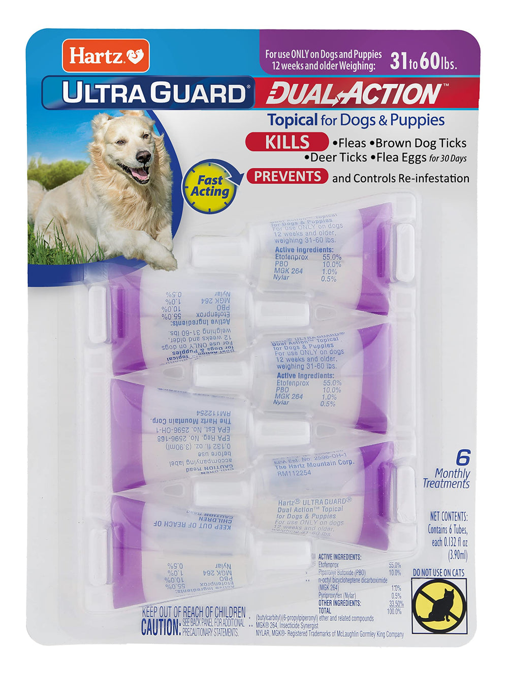 Hartz UltraGuard: application sur le dos du chien pour une protection rapide.