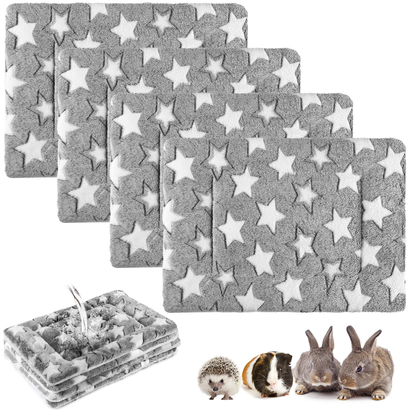 Haull cama impermeable para conejillo de Indias con forro gris y diseño estrella.