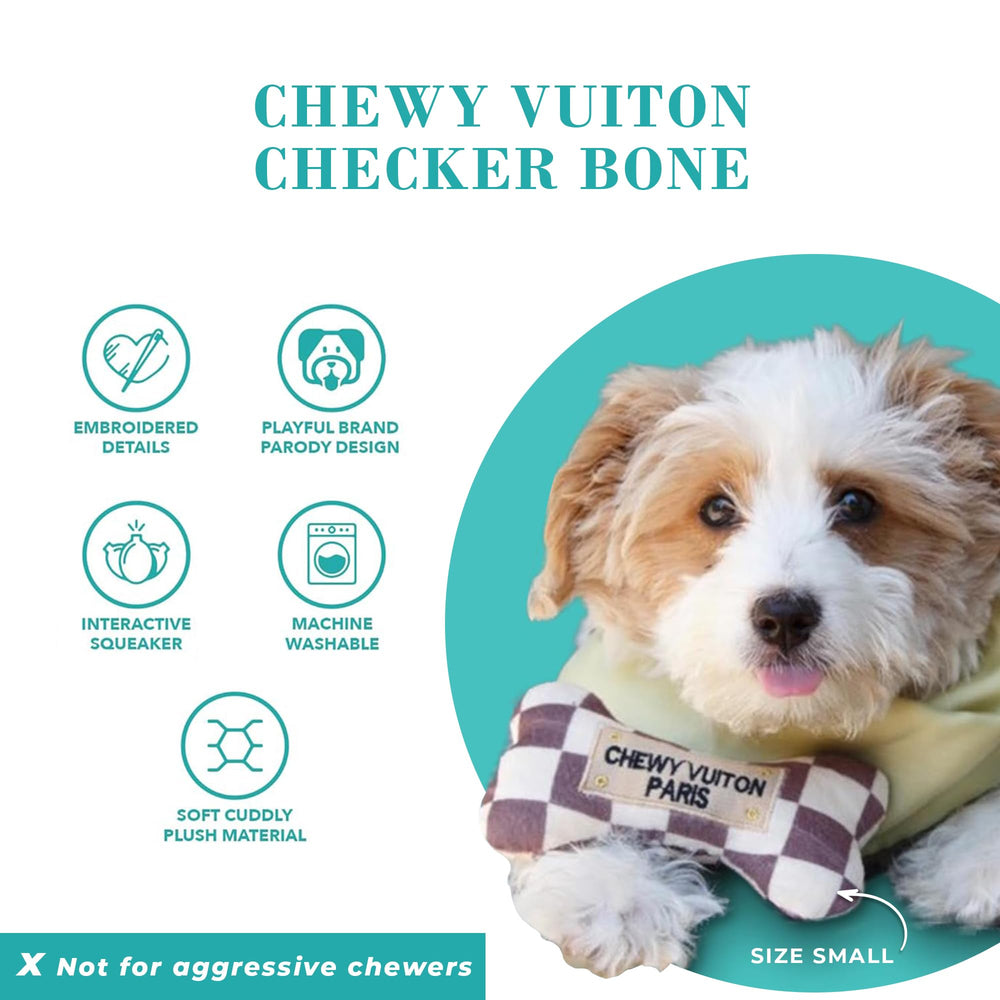 Diseño divertido Haute Diggity Dog con patrón ajedrez, ideal para captar la atención en el parque.
