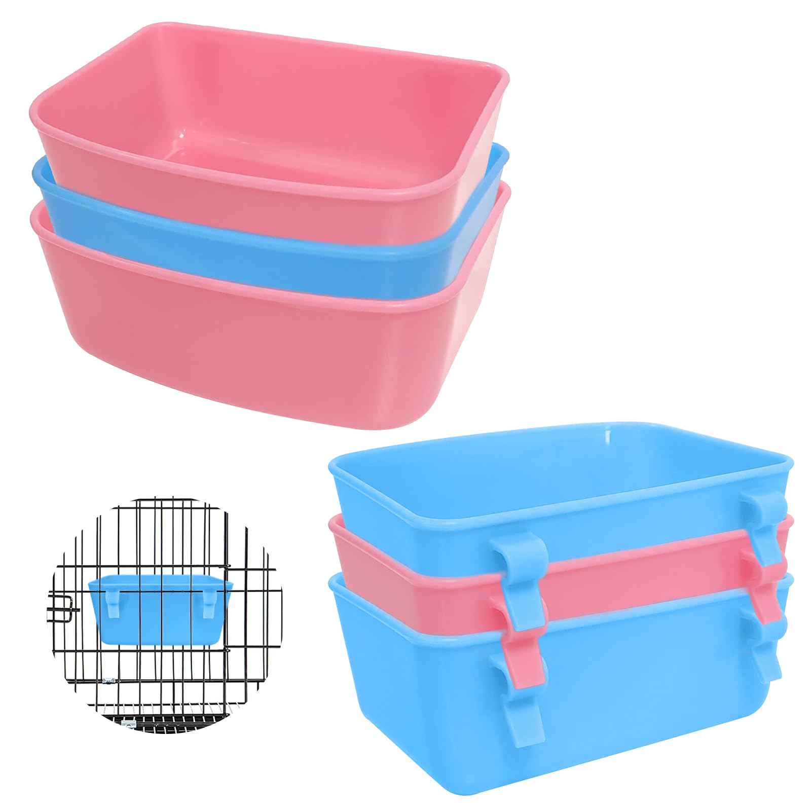 Feeder hautllaif colgante azul para comida y agua de aves y roedores.