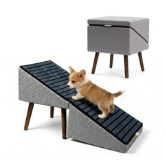 Haven Pet rampa para perro y cama gris XL, altura de 17 pulgadas para subir sin saltos.
