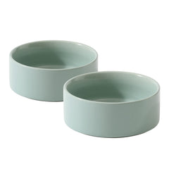 Havniva juego de platos cerámicos para perros, dos piezas, 6 pulgadas, verde claro, ideal para comida y agua.