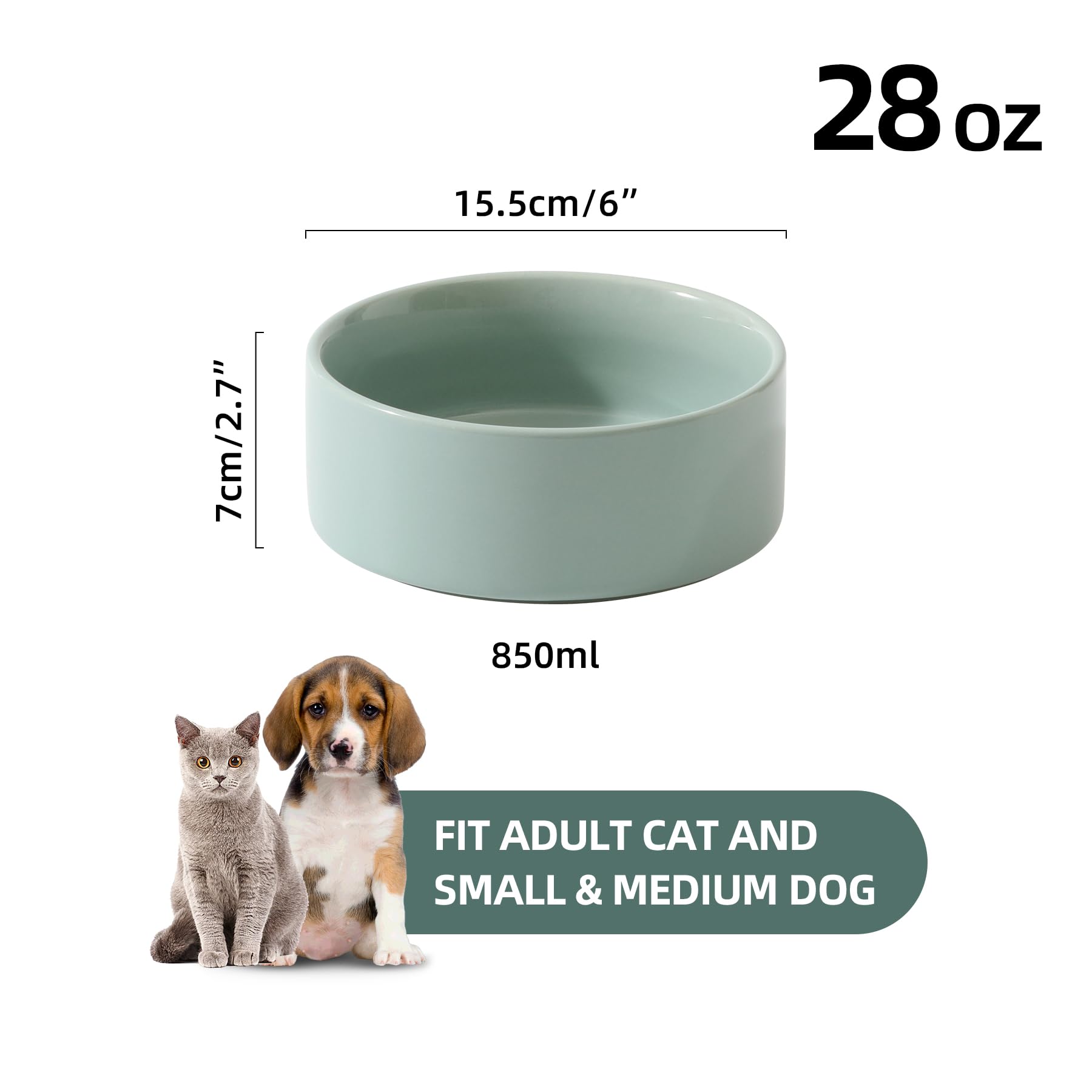 Havniva plato cerámico estable para perros, evita deslizamientos durante la comida.