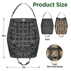 HAYSRMAN bolsa de heno, diseño lateral ensanchado para mayor capacidad y comodidad.