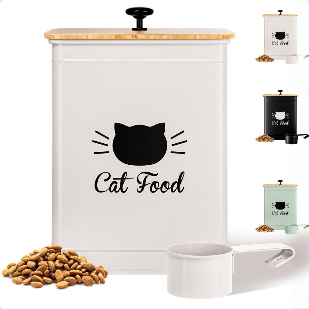 HB Design Co. Contenedor de alimento para gato con capacidad de 25 tazas y acabado mate.