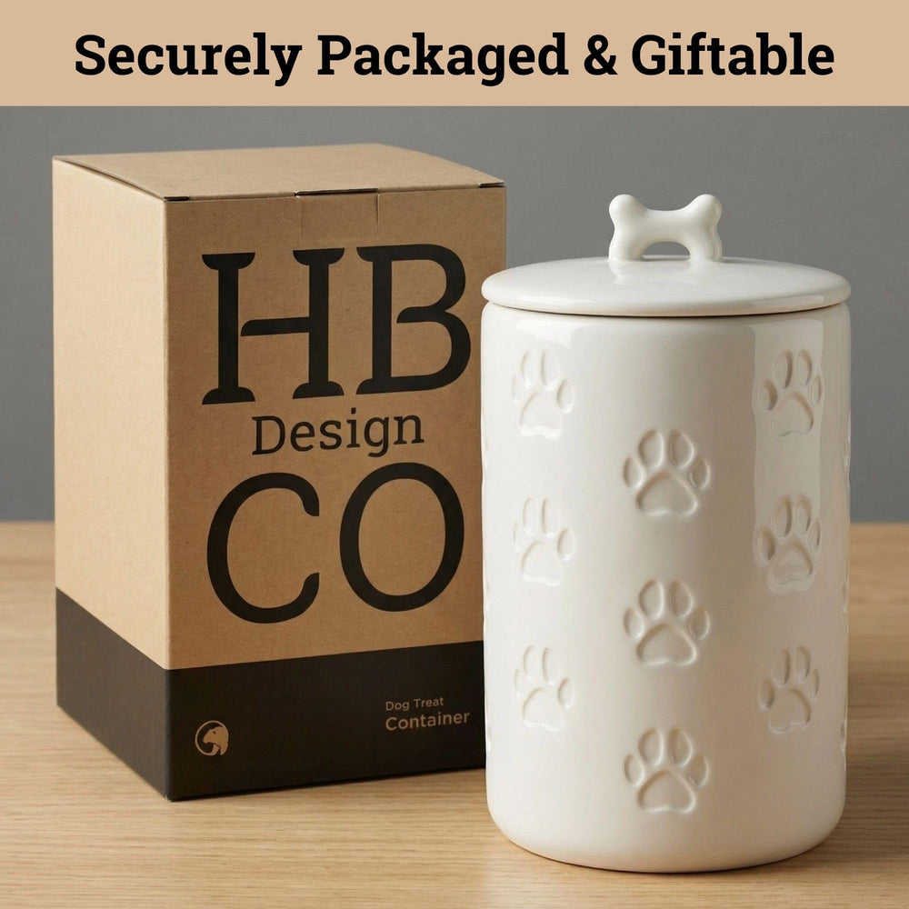 HB Design Co. Jarro de golosinas para perros ideal en cocina y oficina.