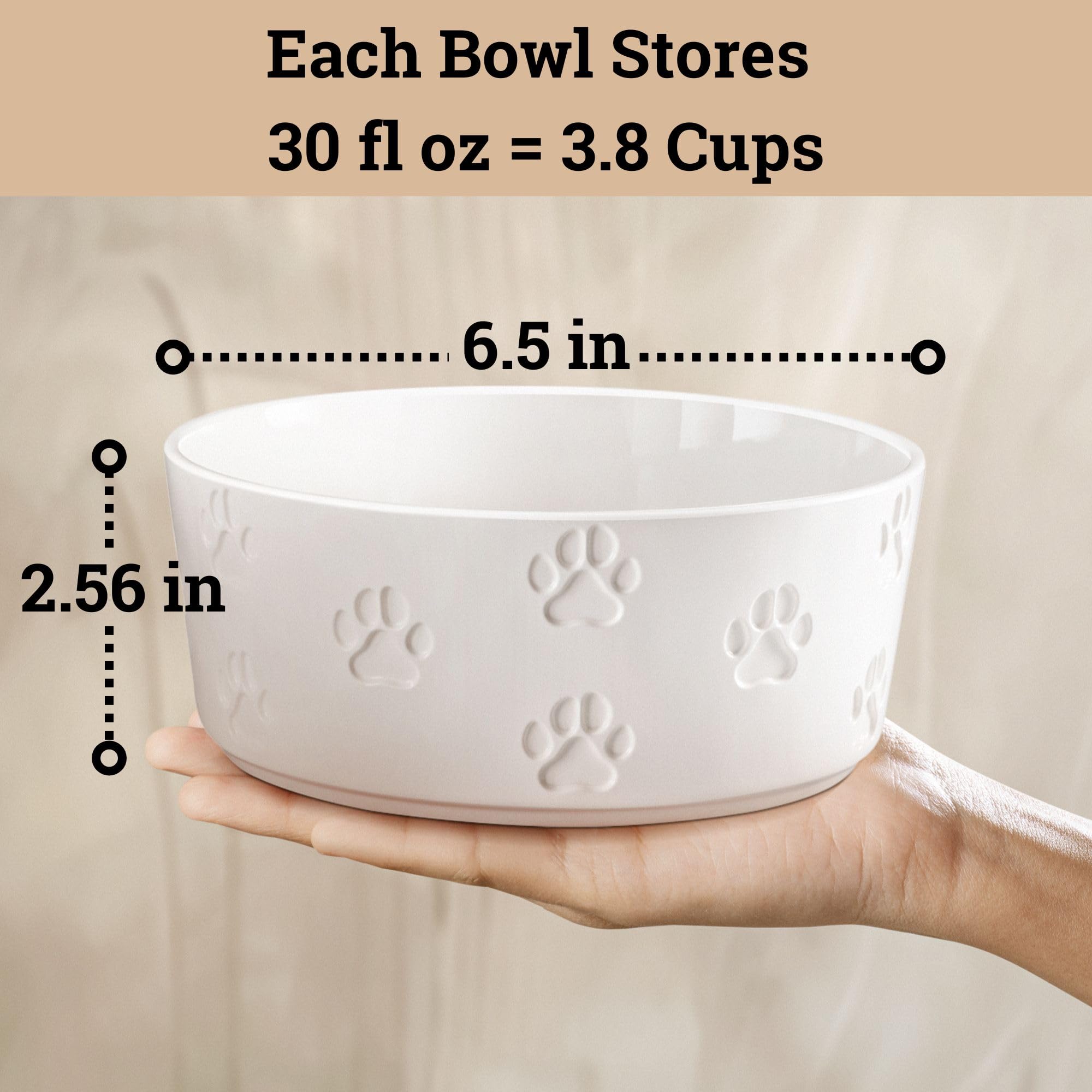 HB Design Co. tazones cerámicos de 6,5 pulgadas para comida y agua.
