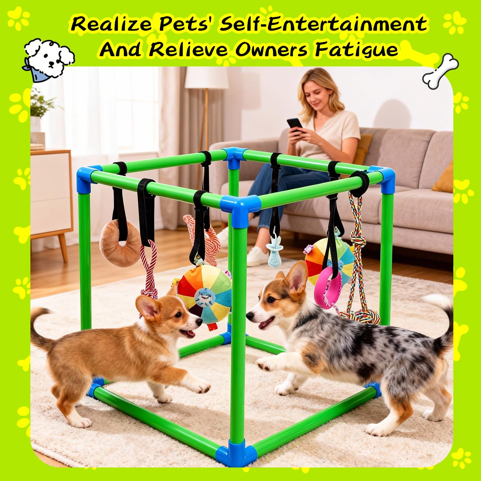 HBLEDOT Gimnasio para cachorros, diseño compacto para jaula