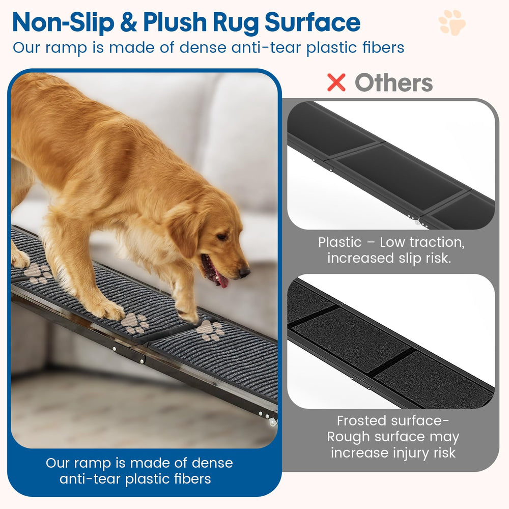 Rampa para perros HBTower soporta hasta 250 lb, ideal para perros grandes.