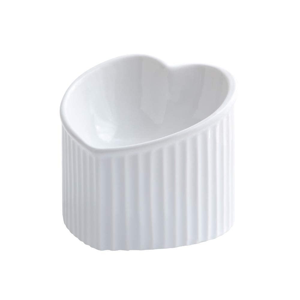 HCHLQLZ plato elevado para gatos blanco, mejora alineación al comer.