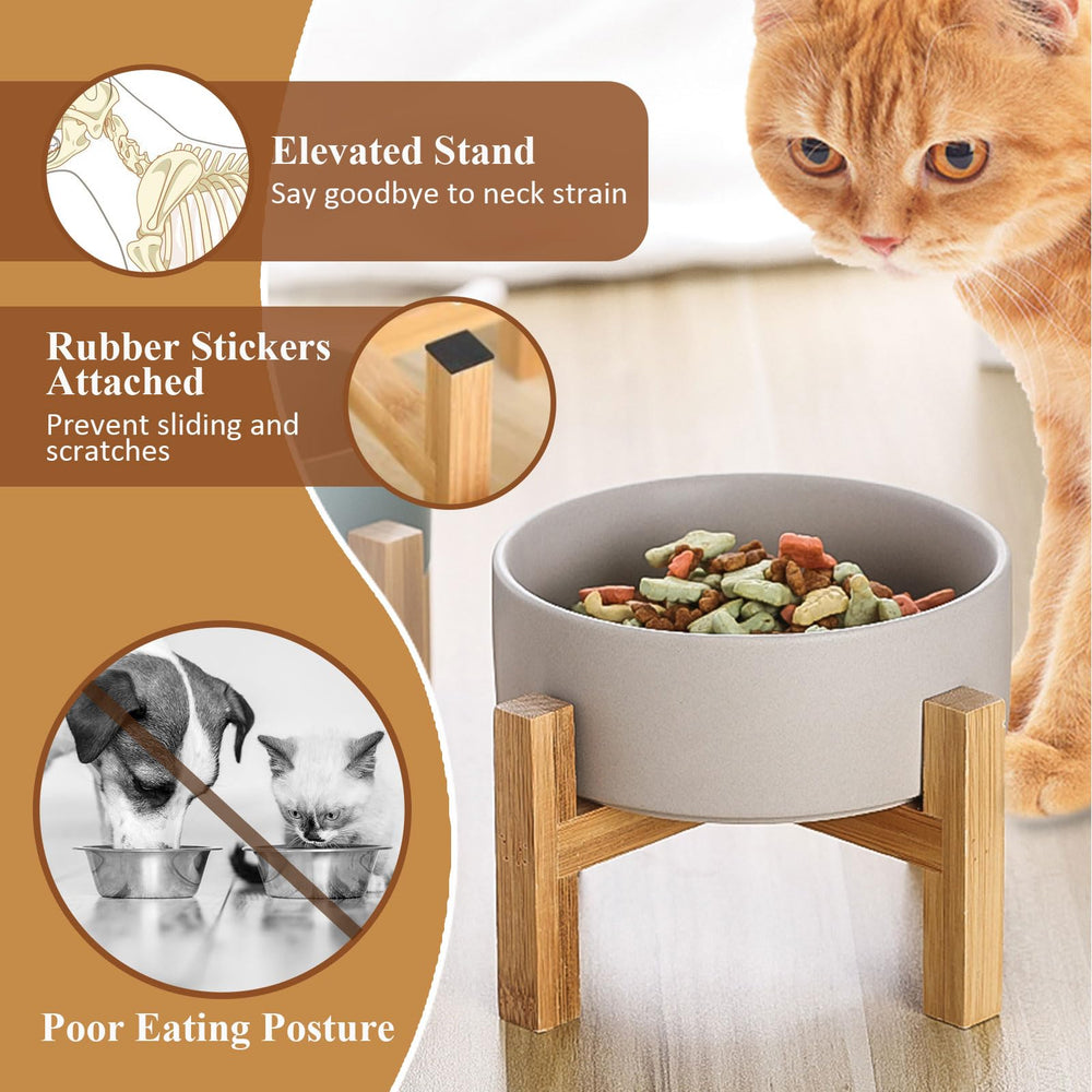 HCHLQLZ tazón cerámico para gatos y perros, altura ajustable