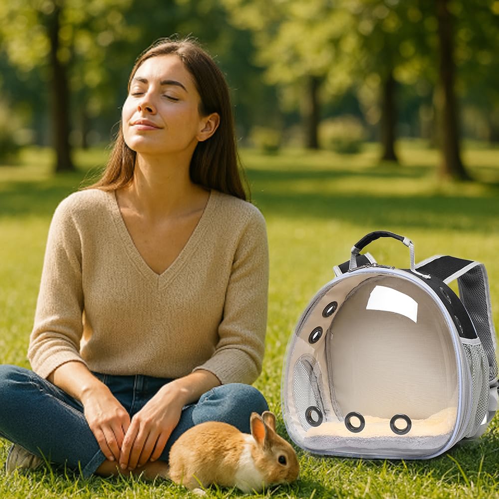 Hcupet porta conejo con alfombrilla interior desmontable para comodidad