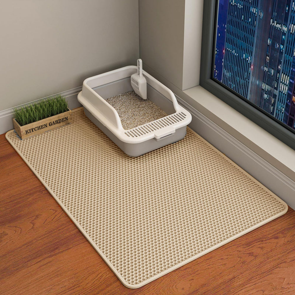 HCY&WLD tapete para arena de gato con doble capa para capturar migas.