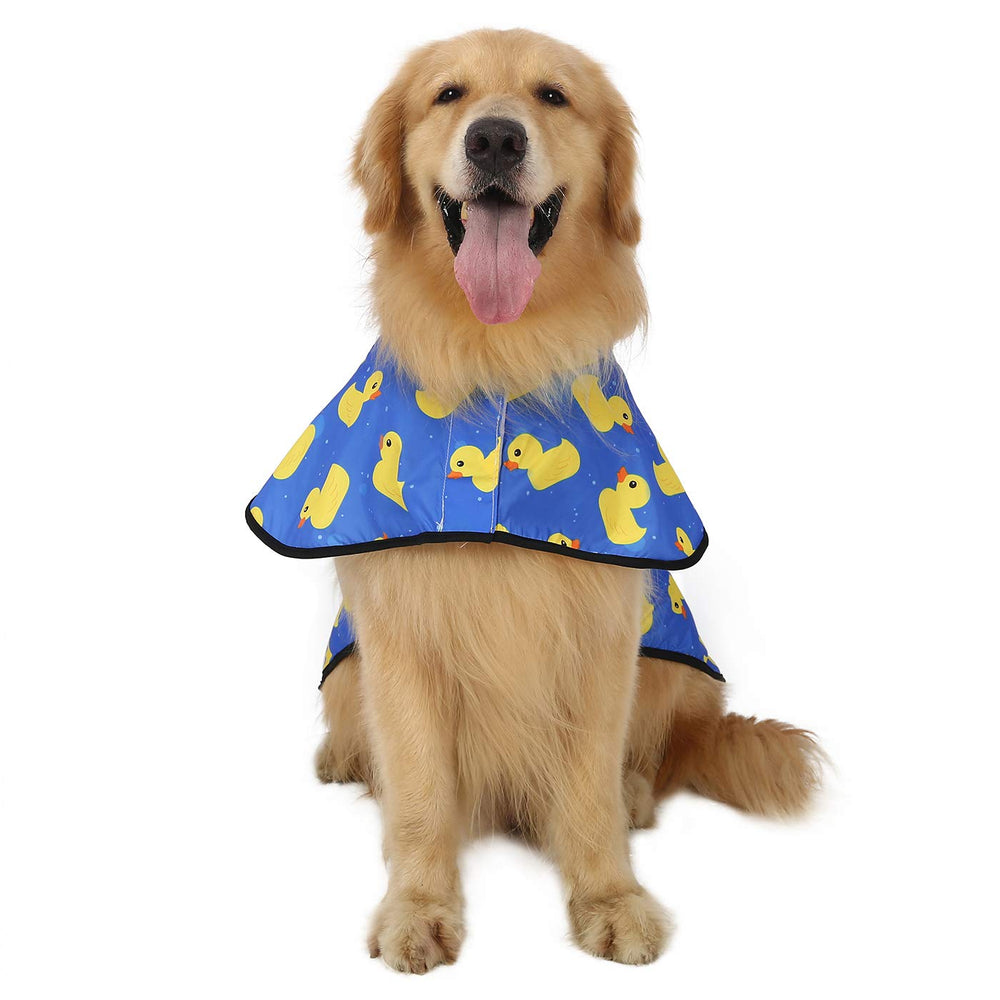 HDE chaqueta impermeable para perros con capucha, vista trasera, mantiene seco al perro