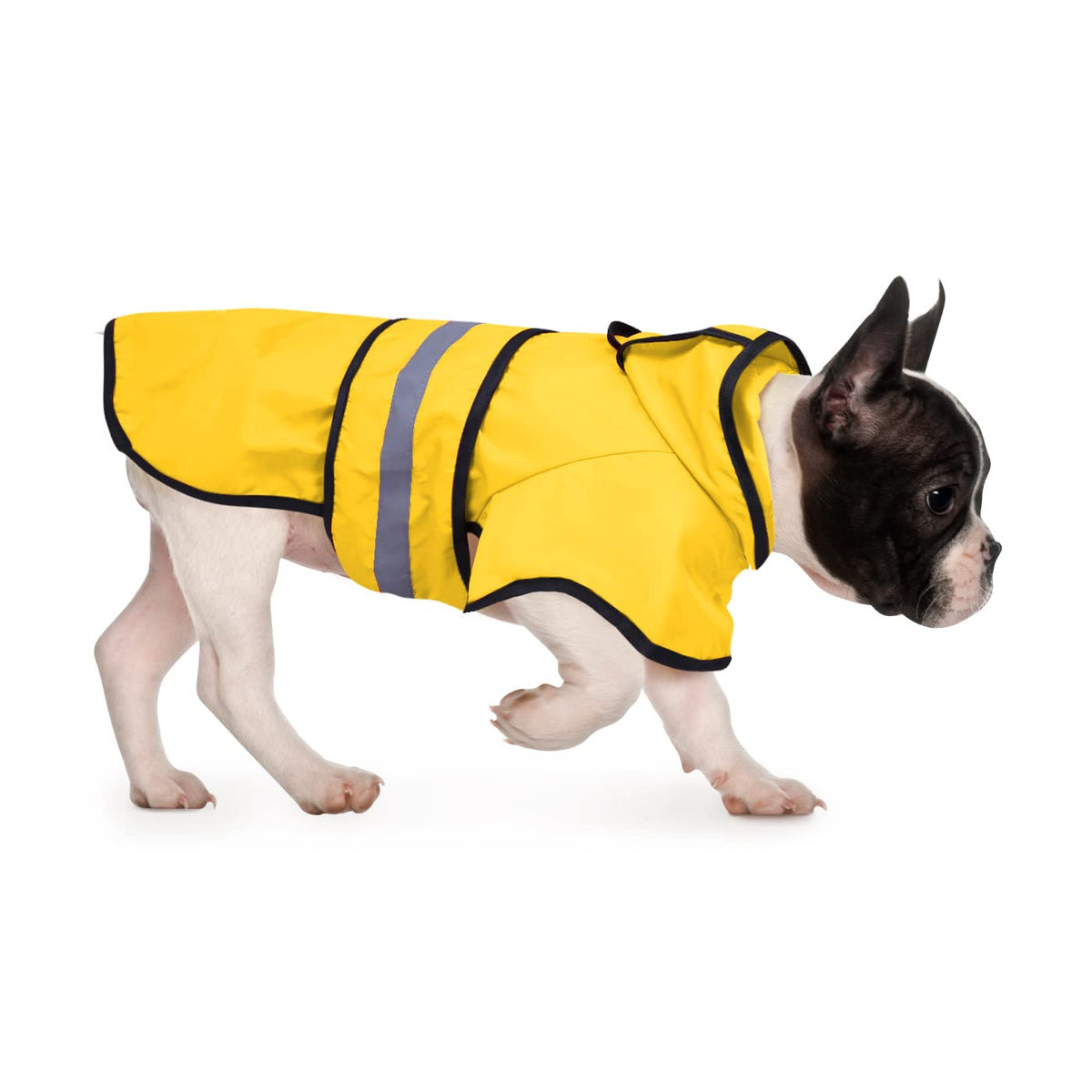 Chaqueta HDE para perro con capucha ajustable impermeable en amarillo para días de lluvia