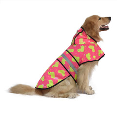 Chaqueta impermeable HDE para perro con capucha reflectante y color rosa con patos