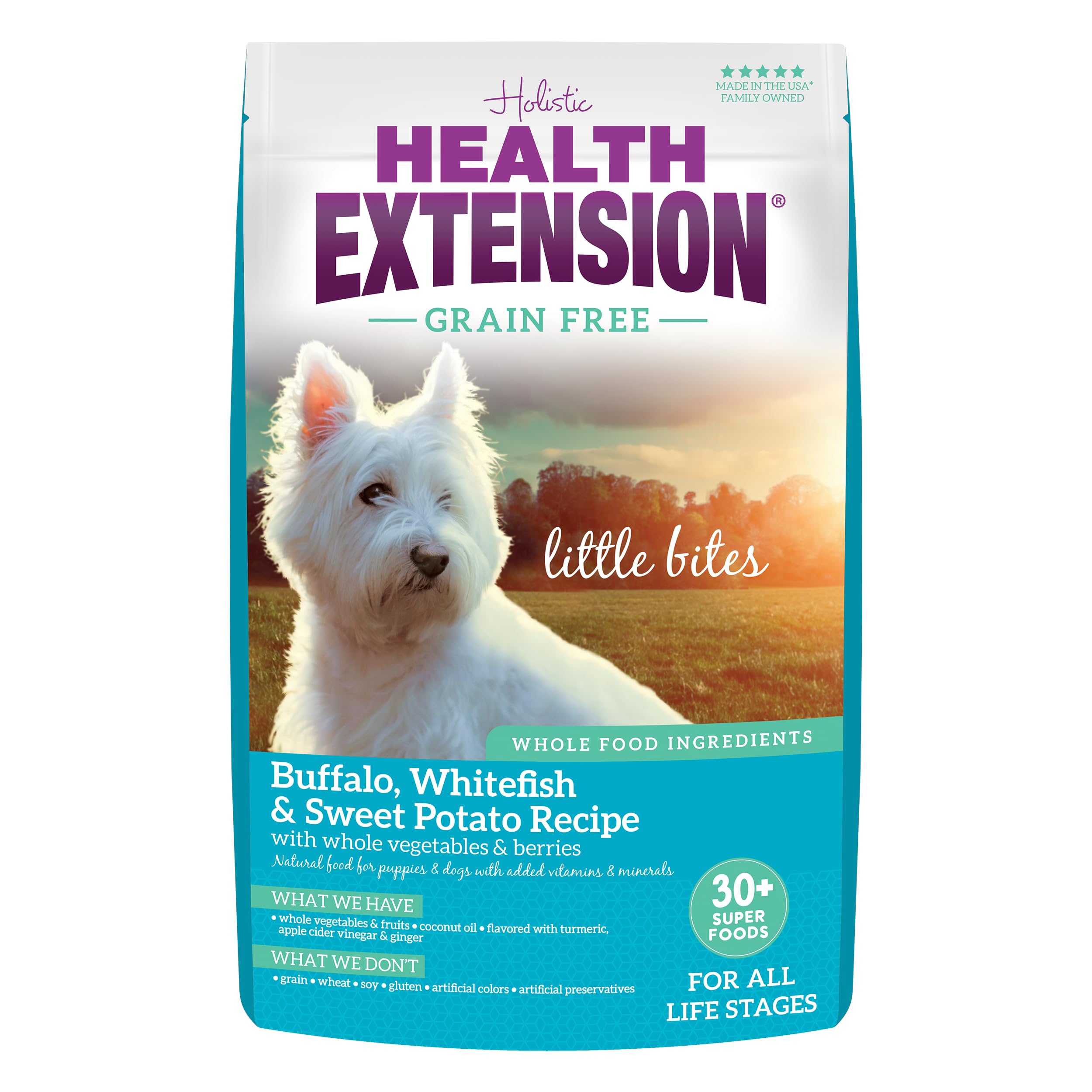 Health Extension croquetas para perros mini con búfalo y pescado blanco, proteína magra.