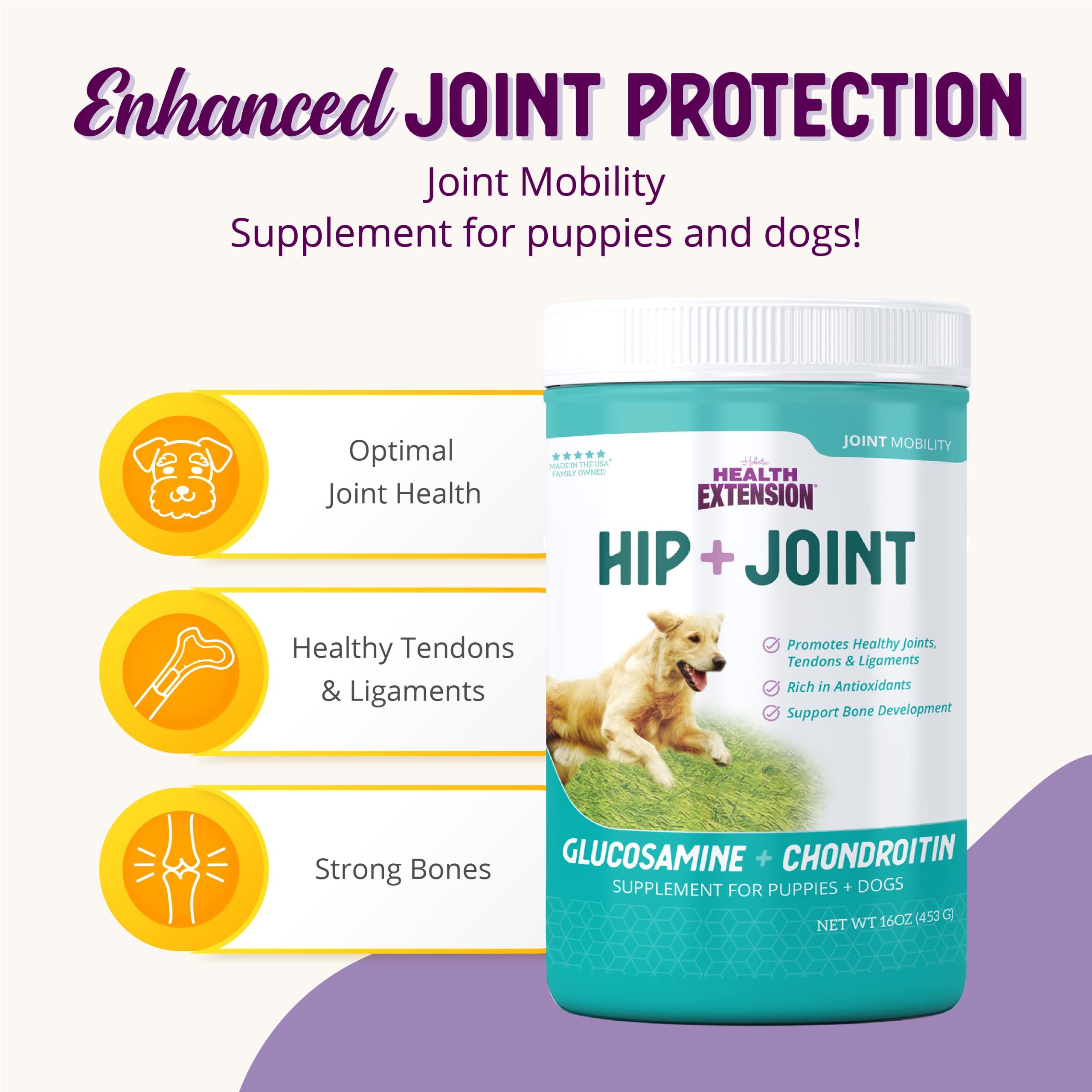 Health Extension Condroitina con Glucosamina: perro activo y más cómodo tras la dosis diaria.
