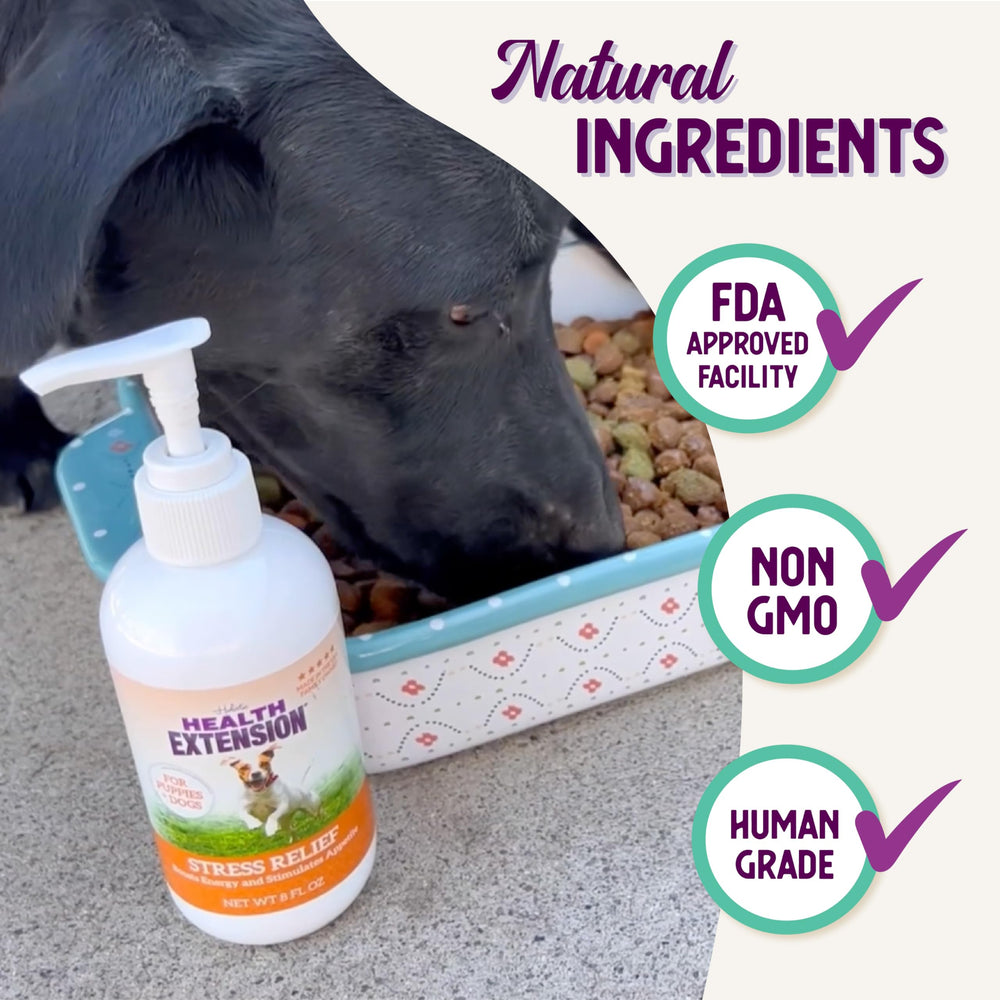 Health Extension alivio del estrés para perros, fácil de mezclar en el tazón de comida.