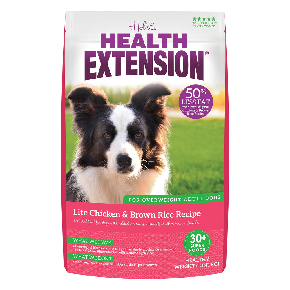 Health Extension Ligero pollo-arroz-marron croquetas para perros con sabor agradable.