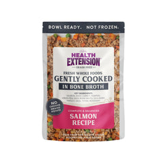 Health Extension Salmón cocido suavemente, plato listo para perros, sabor casero.