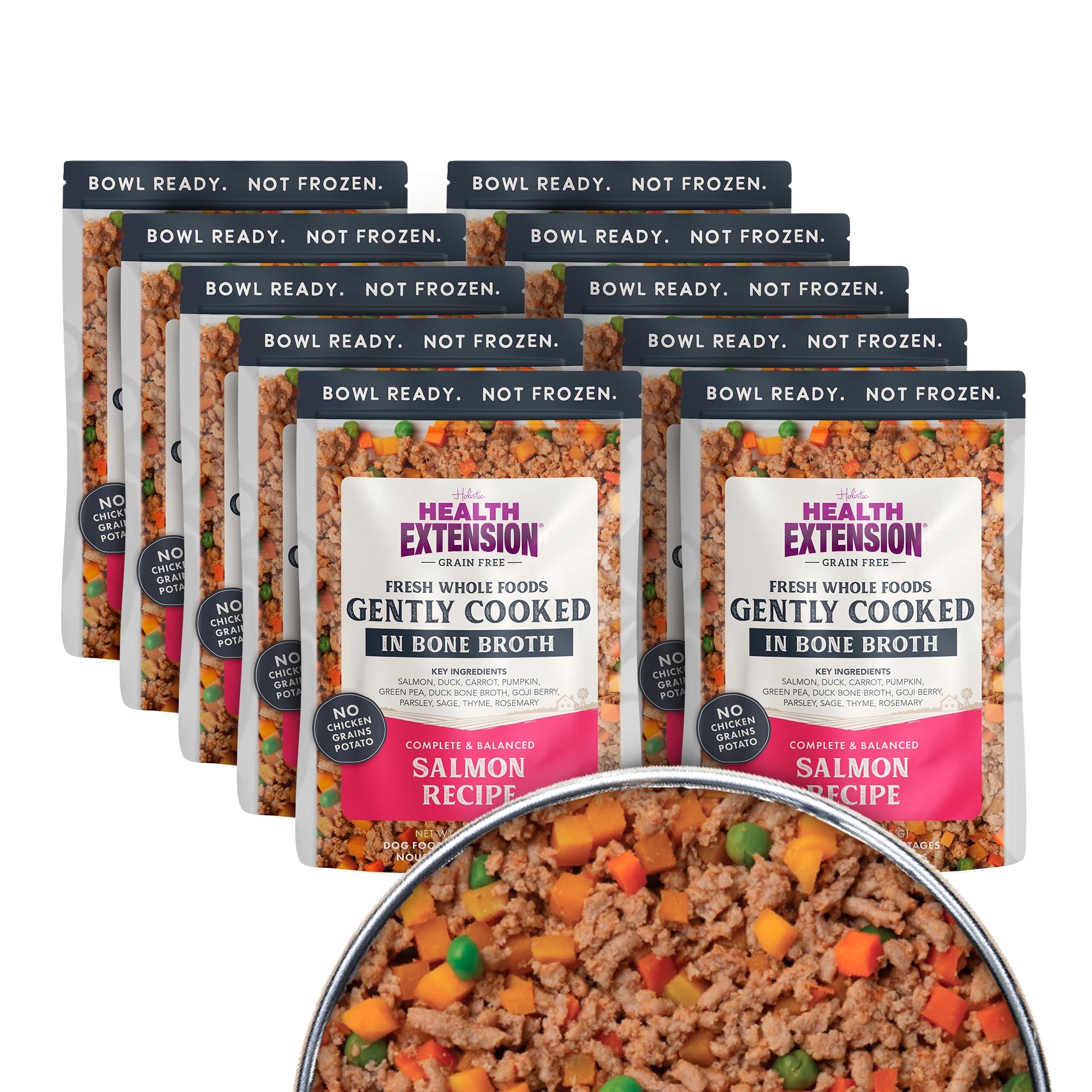 Health Extension salmon-fresco-para-perro, listo para servir en casa.