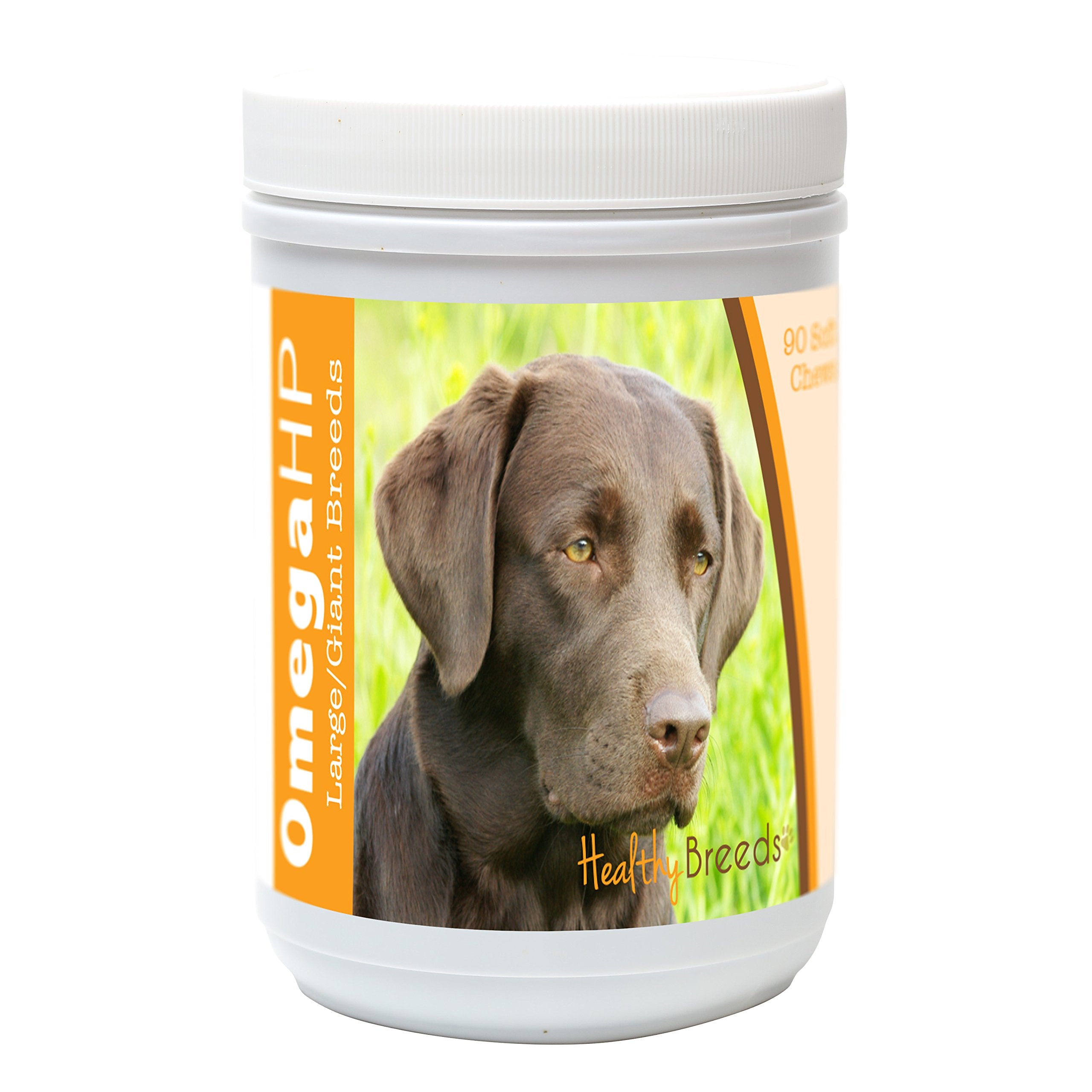 Healthy Breeds Omega HP Soft Chews en empaque, promueve pelaje suave y piel sana.