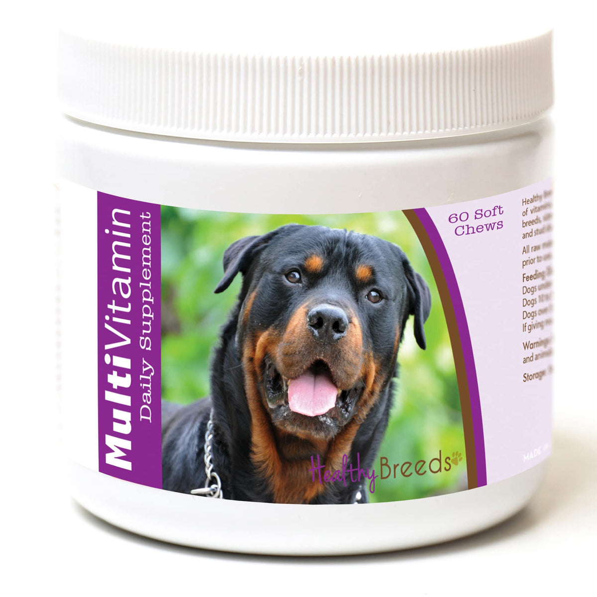 Empaque de Healthy Breeds Rottweiler Gomitas Multivitamínicas, práctico para la administración diaria.