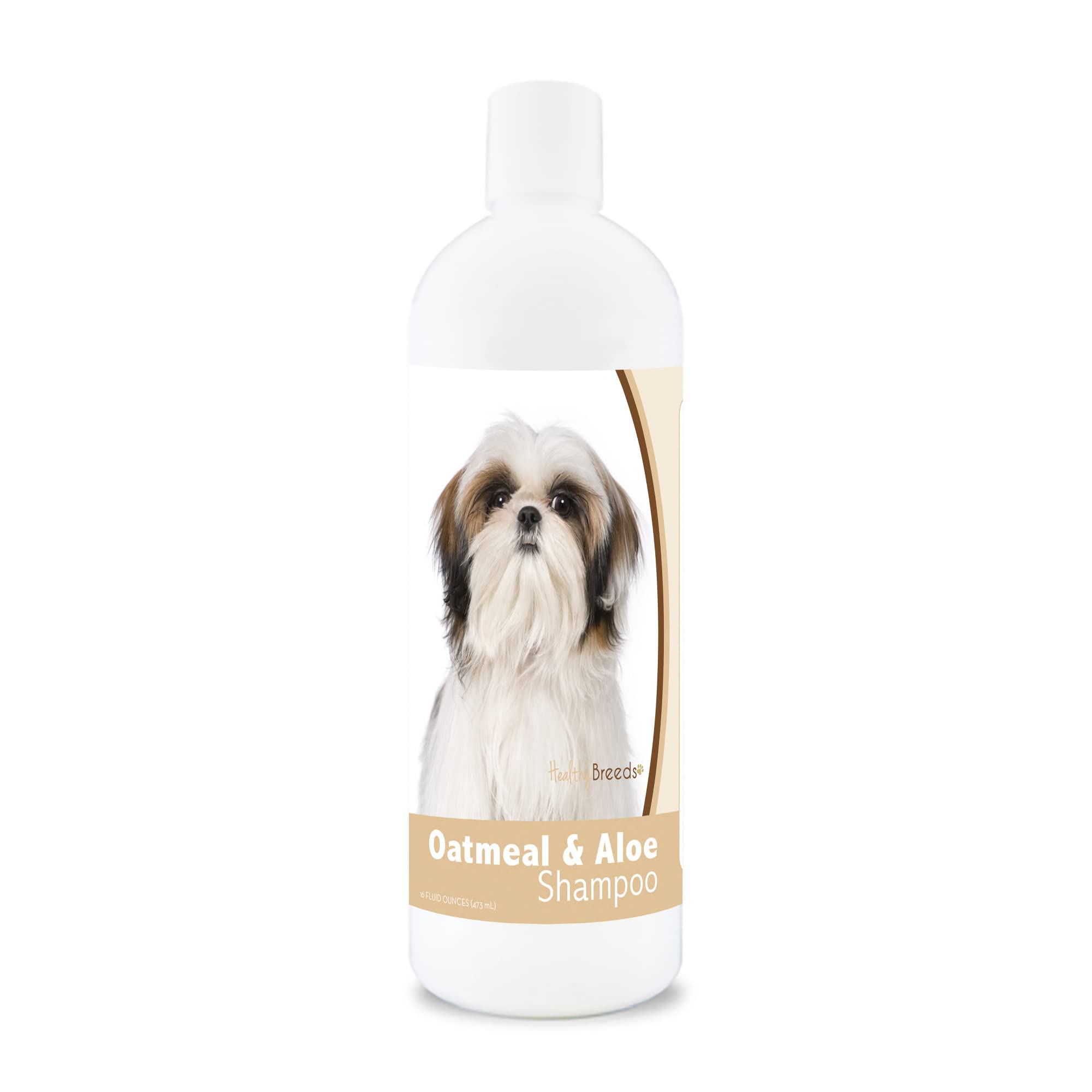 Healthy Breeds Shih Tzu Avena Aloe Shampoo, pelo limpio y suave, aroma agradable.