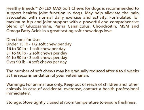Gomitas para perro Healthy Breeds Z-Flex Max, sabrosas y fáciles de dar.
