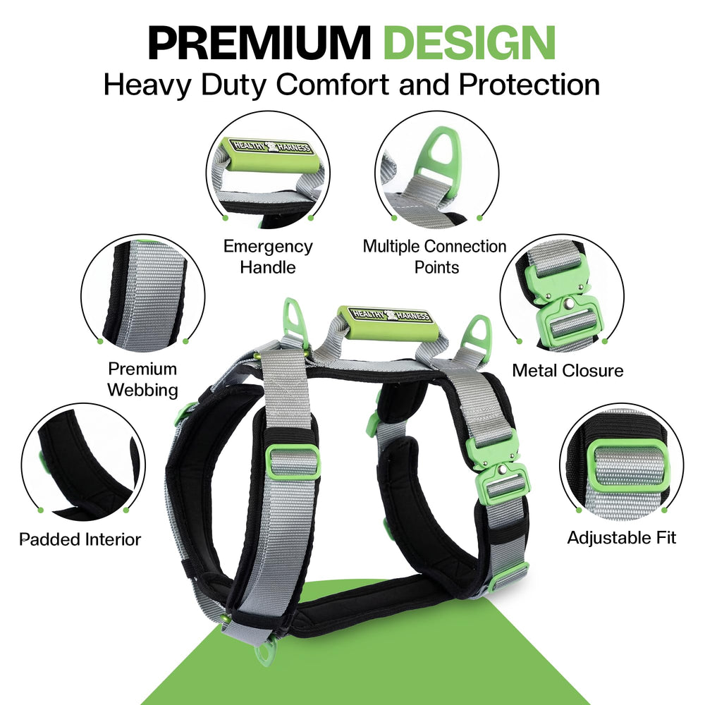 Arnés Healthy Harness hebillas de alta resistencia, seguridad en paseos activos.