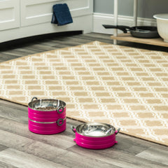 Healthy Human tazones entrelazados para mascotas, versión rosa, fácil de llevar.