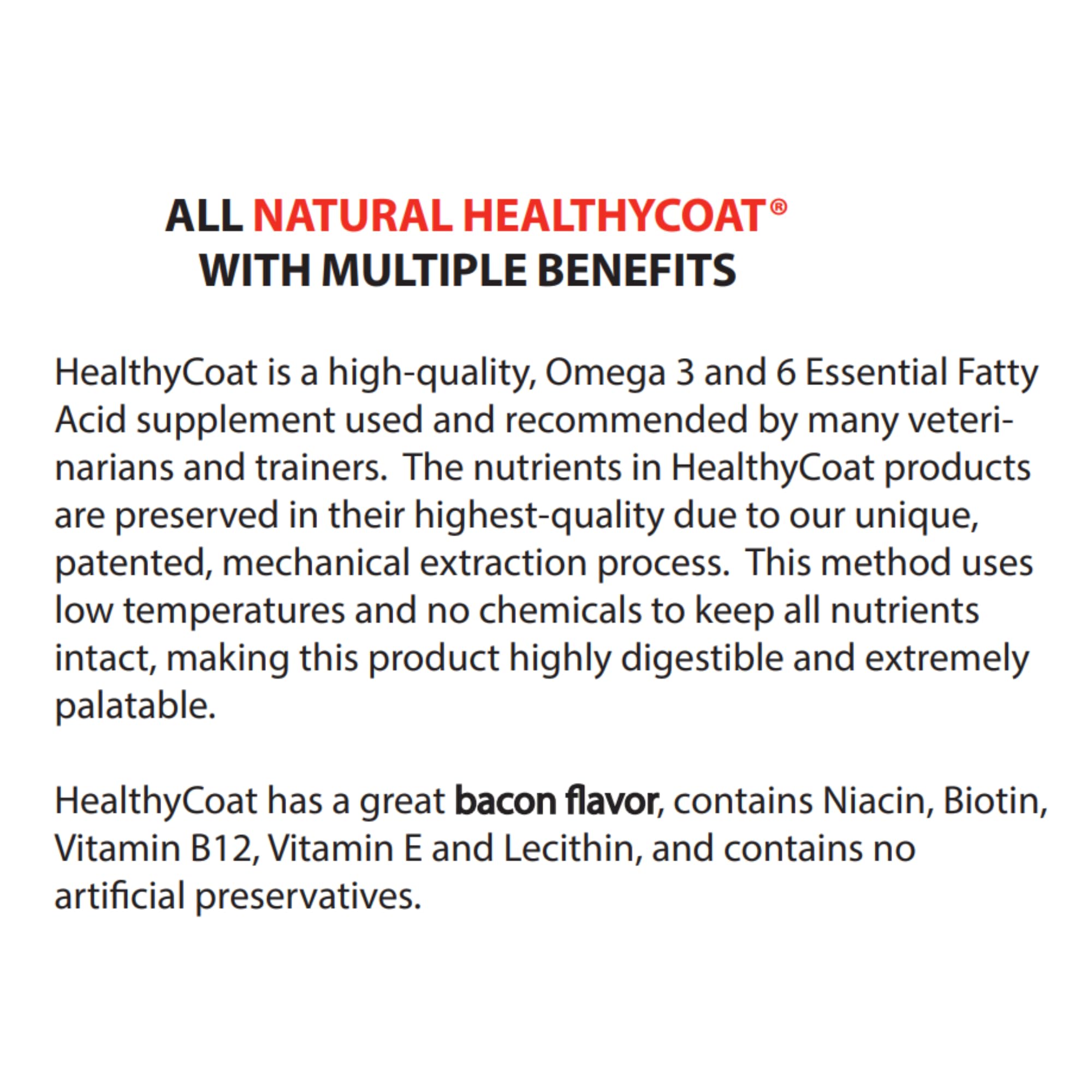 Healthy Coat: fácil de usar, se mezcla en la comida diaria del perro.