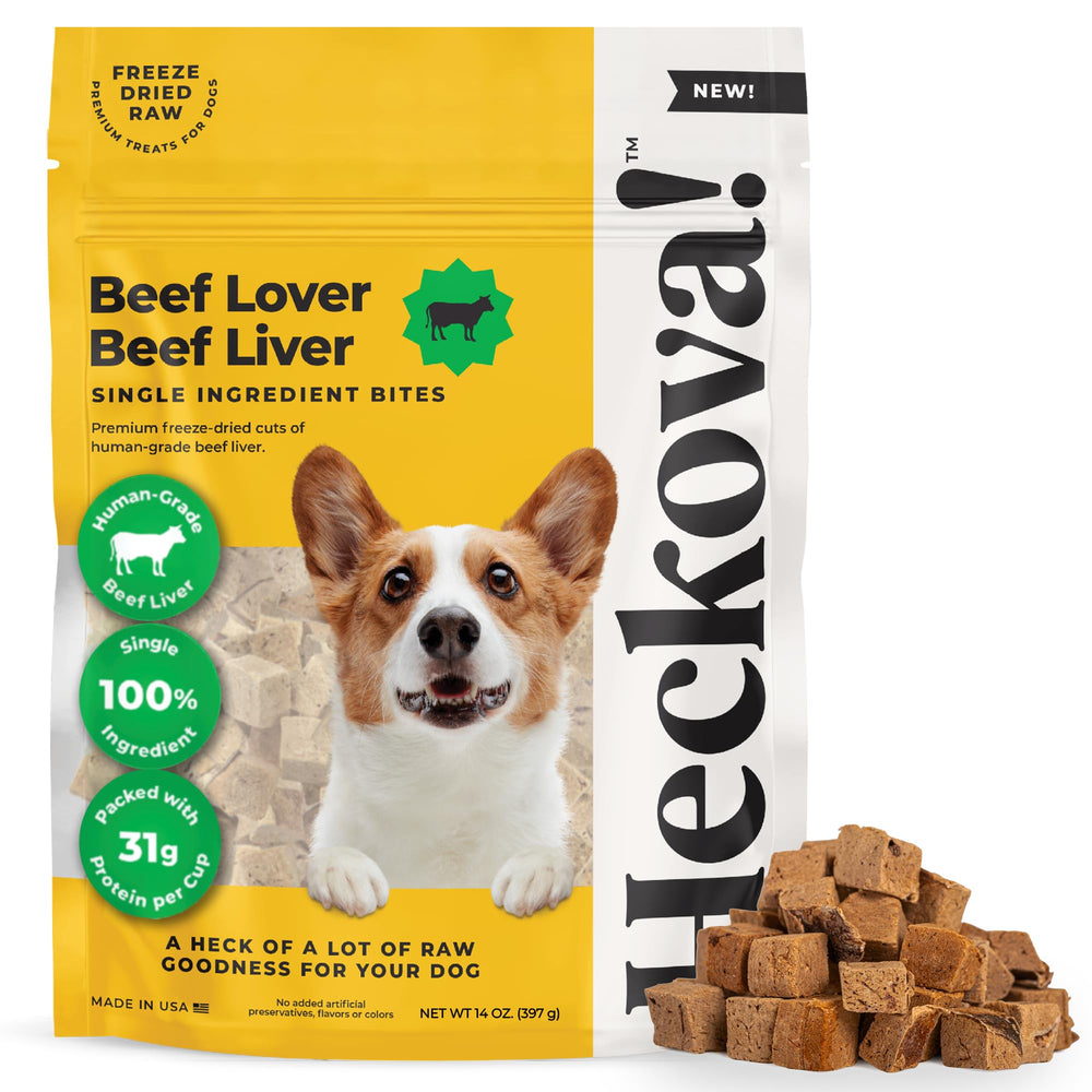 Premios de hígado Heckova! en bolsa de 14 oz para entrenamiento.