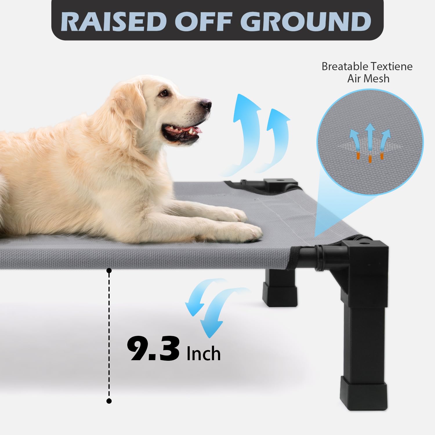 Cama elevada Heeyoo para perro, cot cómodo y transpirable.