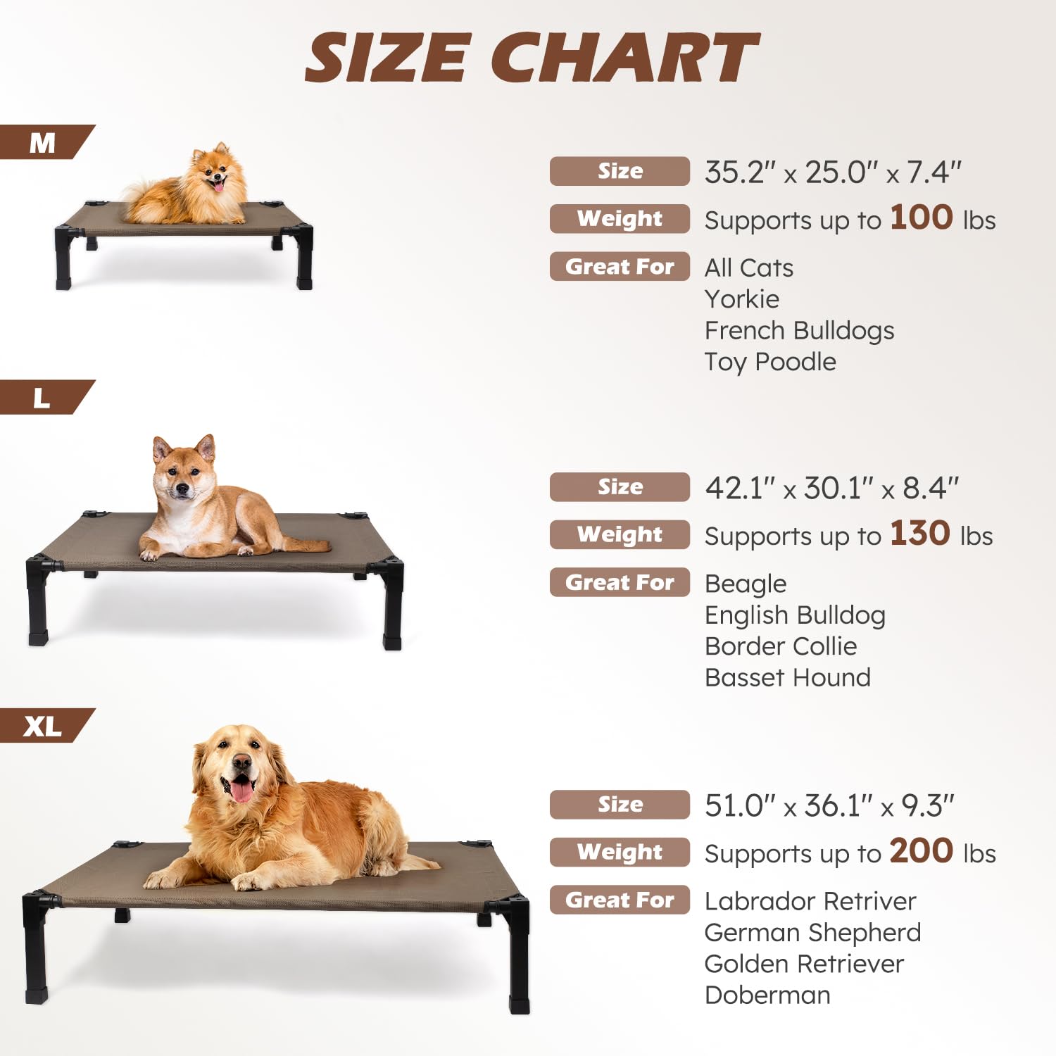 Uso interior de la cama Heeyoo para perros de distintos tamaños