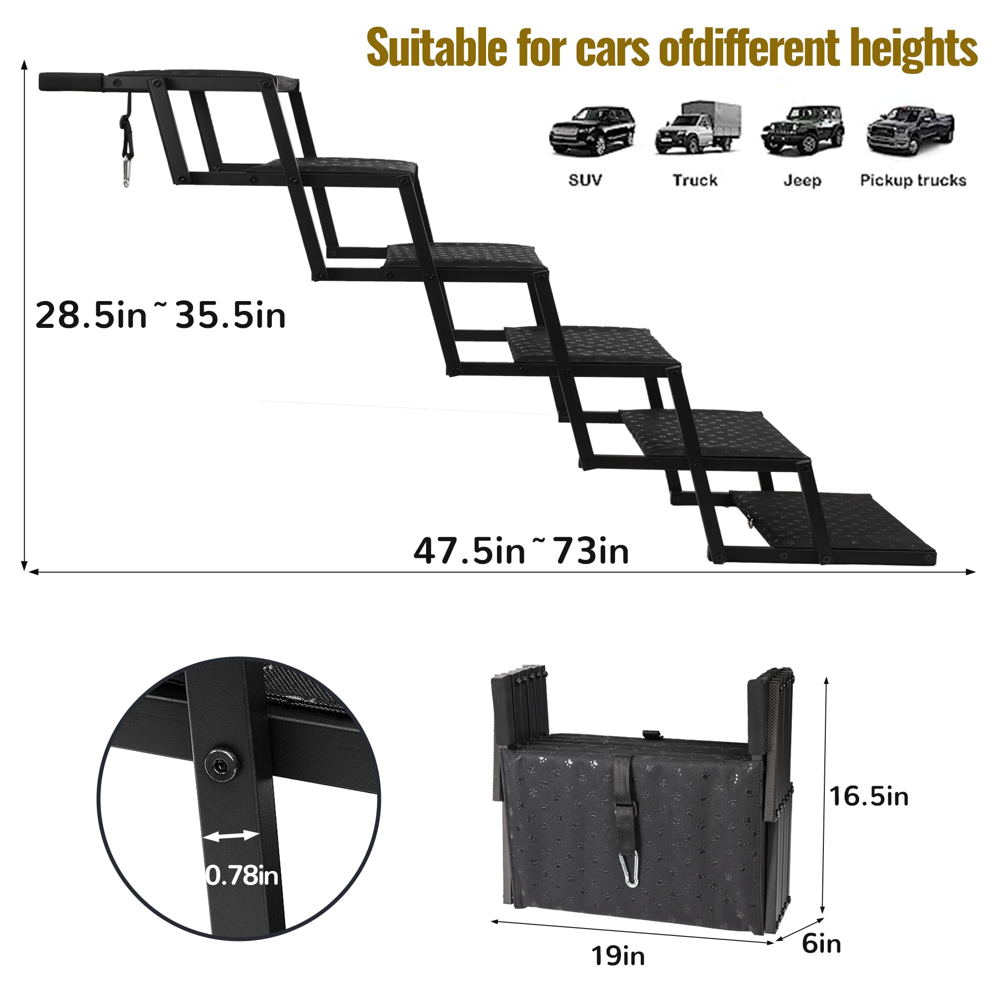 Heeyoo escalones para perro coche plegables para almacenamiento fácil.