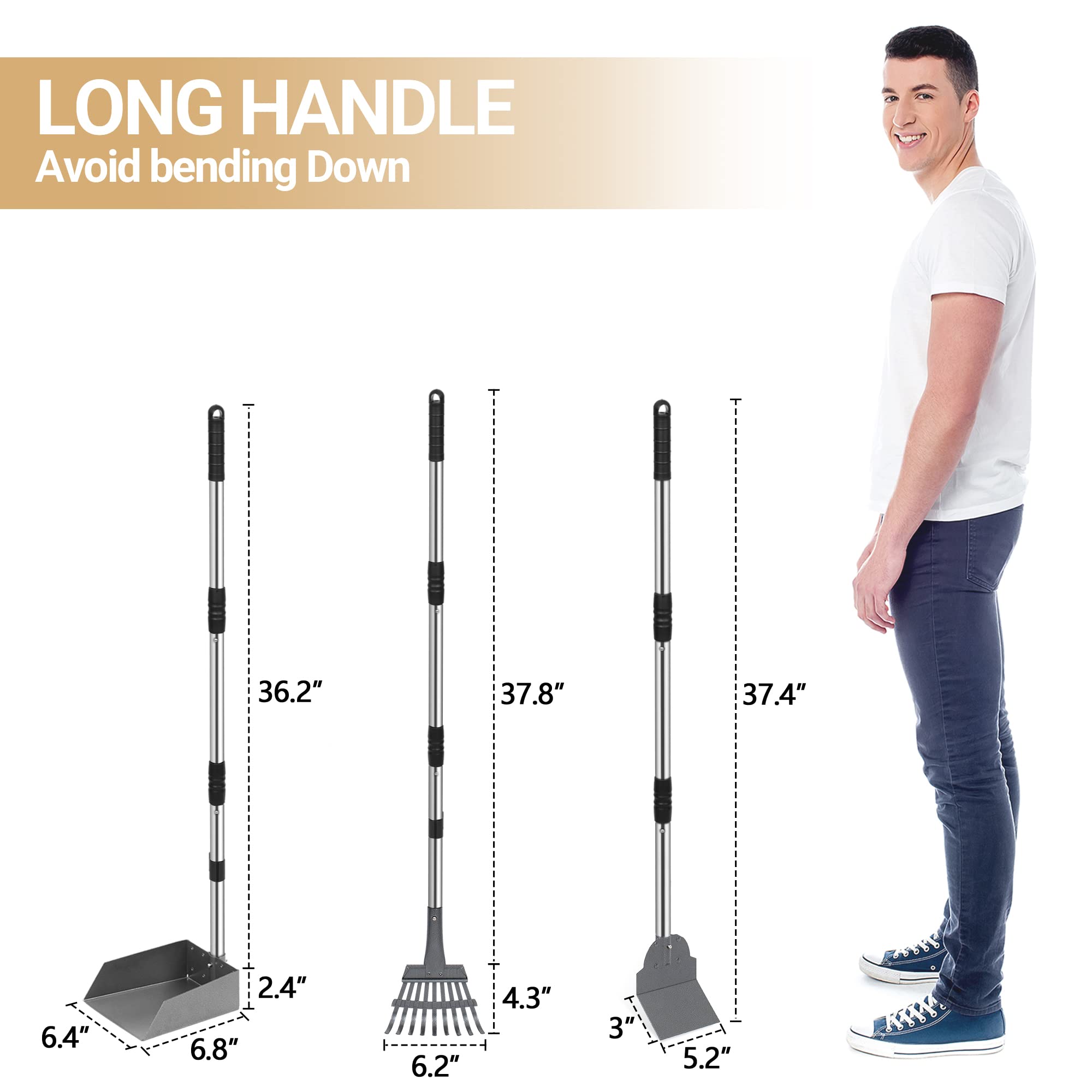 Pala metalica ergonomica mejora la recogida