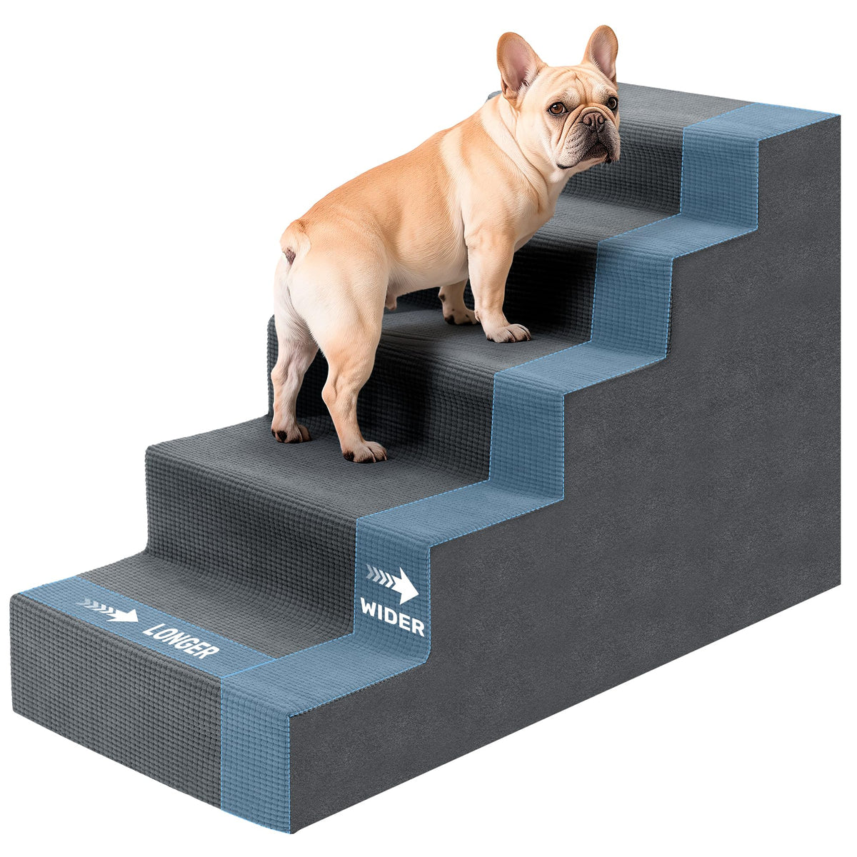 Heeyoo-pasos-perro-cama-23-pulgadas: escalones estables para subir con confianza.