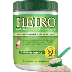 HEIRO suplemento equino diario: envase visible y apoyo nutricional para caballos.