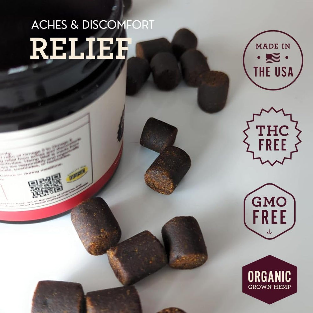 Hemp Well Relief: masticables suaves para perros, fáciles de administrar.