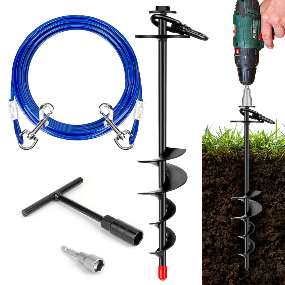 HEPFLANZE estaca para perro con giro de 360° para libertad sin enredos.
