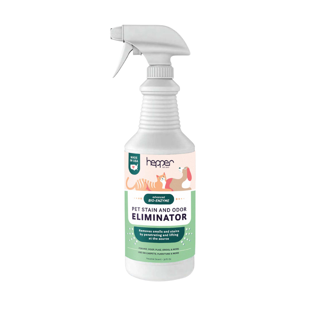 Hepper Advanced Bio-Enzyme, spray-botella, elimina olores persistentes en casa.