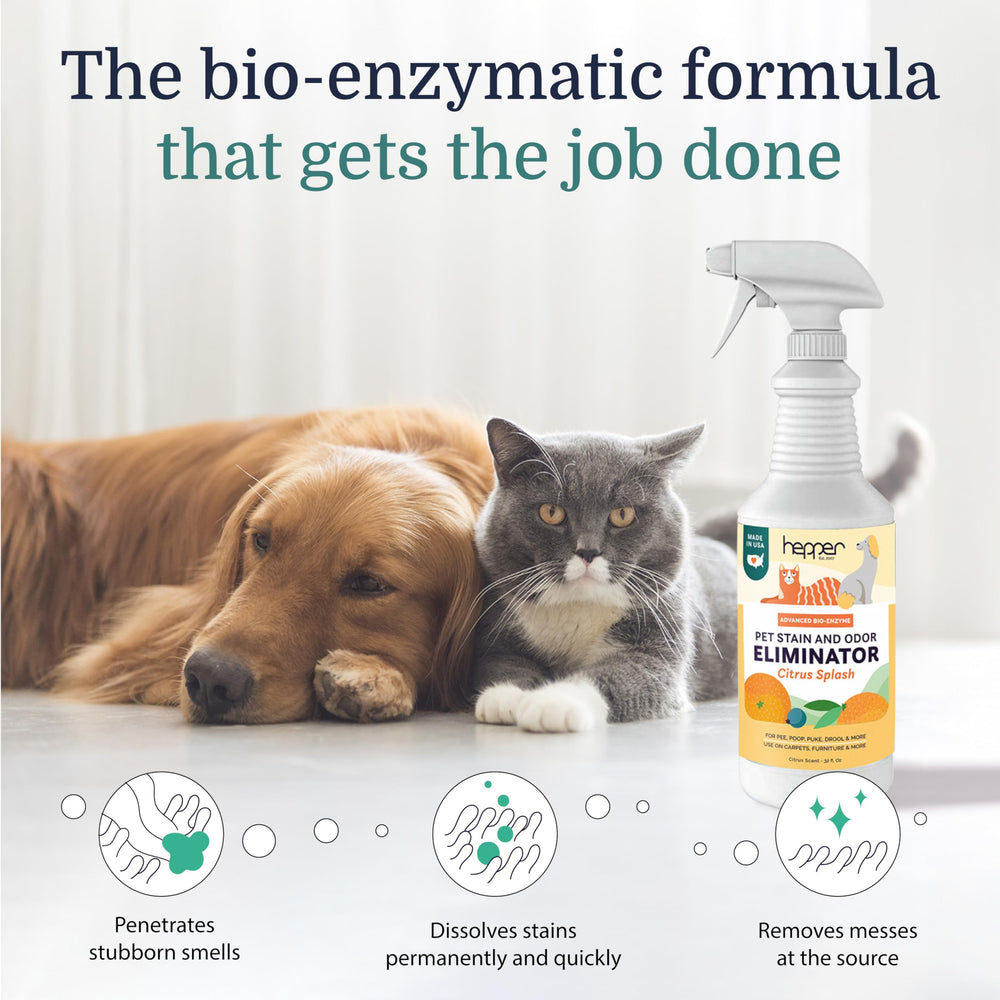 Hepper Advanced Bioenzima Spray limpiando manchas en tapicería y muebles