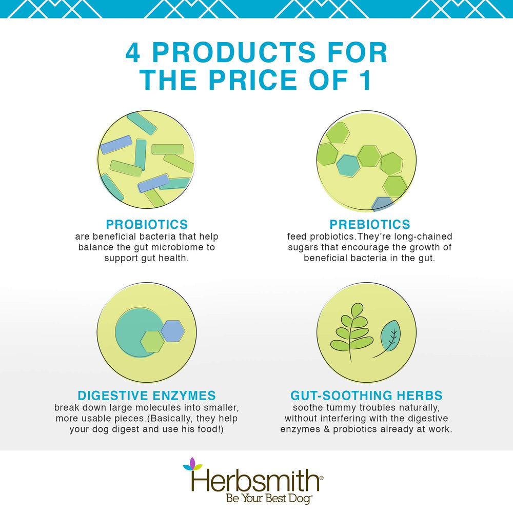 Herbsmith Microflora Plus probióticos para perros, favorecen equilibrio intestinal