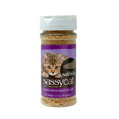 Herbsmith Sassy Cat Sazonador para croquetas con salmón deshidratado, realza el sabor para gatos.