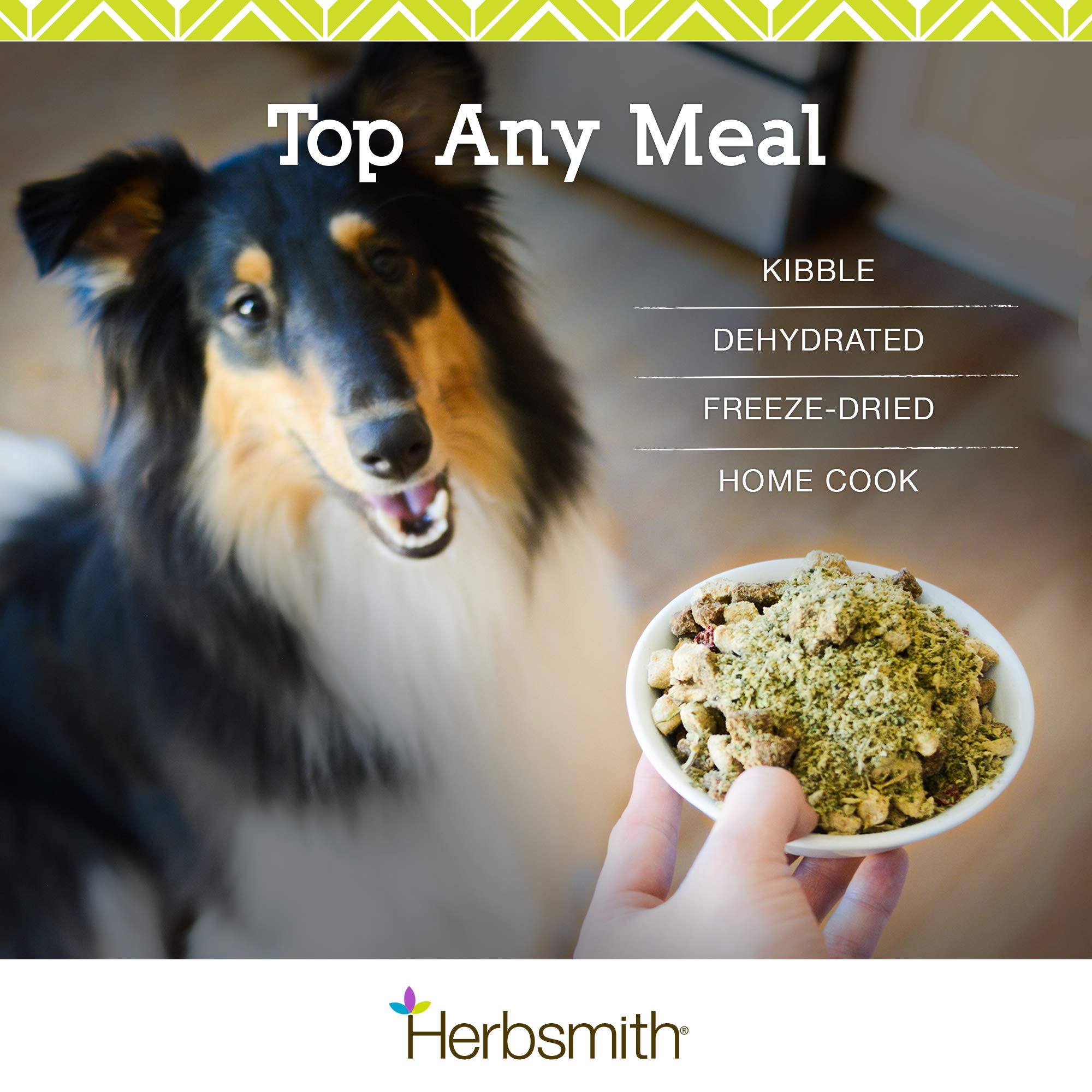 Producto hecho en EE. UU. con ingredientes reales de Herbsmith Sazon Kibble.