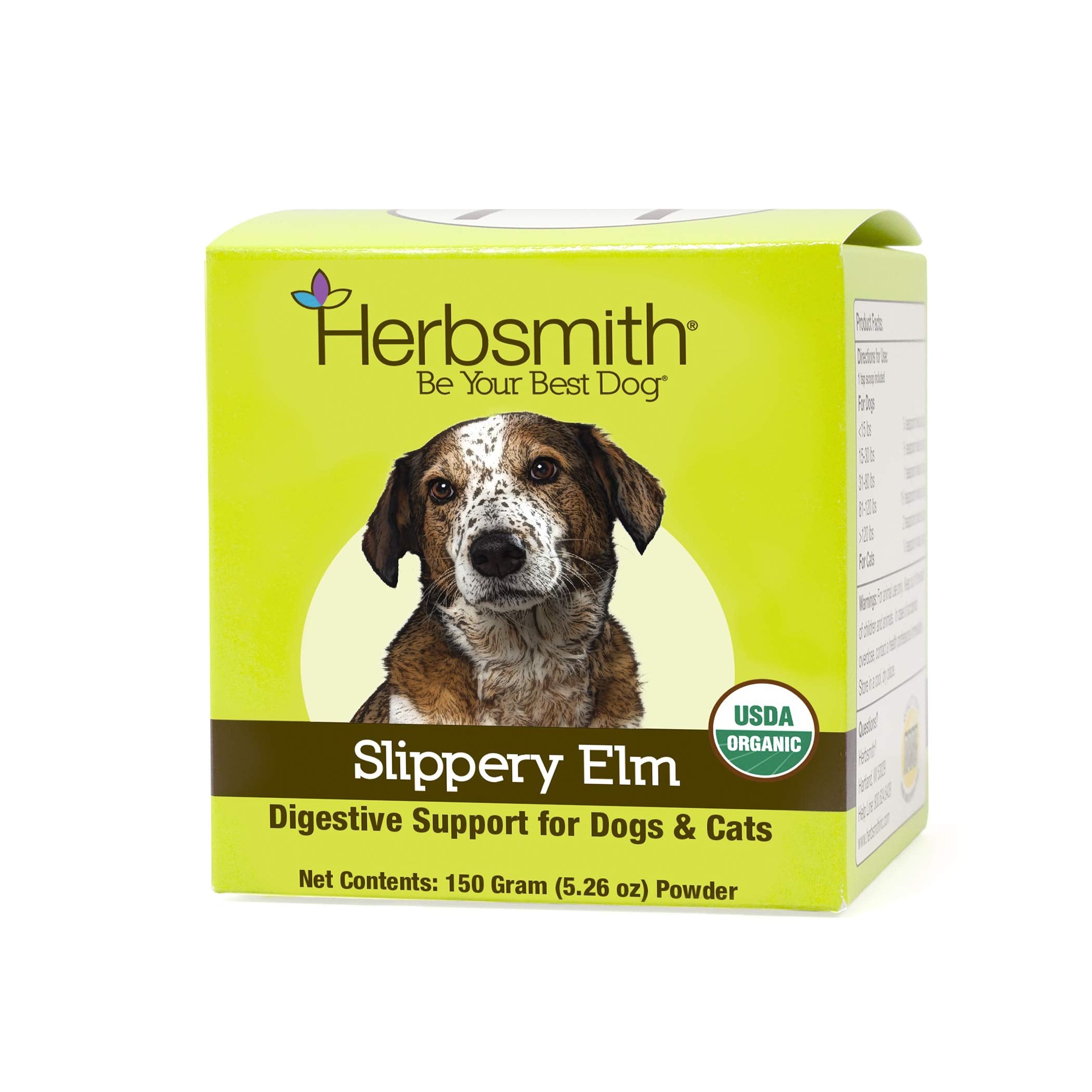 Herbsmith Slippery Elm en bote de 150 g para apoyo digestivo.