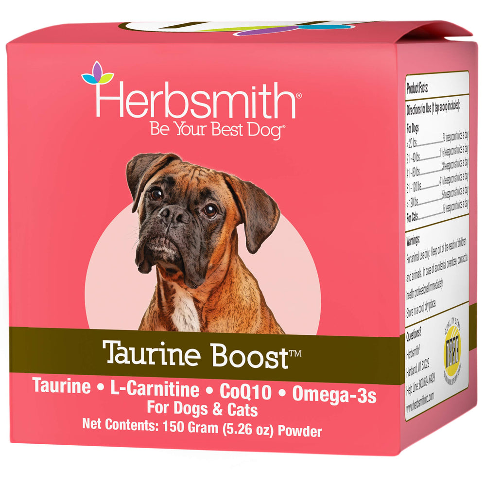 Herbsmith Taurine Boost en botella, apoyo cardíaco para mascotas.