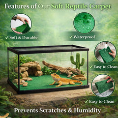 Alfombra HERCOCCI para terrario 100x50 cm, suave y absorbente para reptiles.